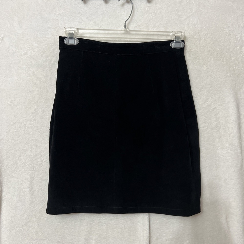 Vintage Cedars Leather Suede Black Pencil Skirt Sz 12 Western Cowgirl Old Money